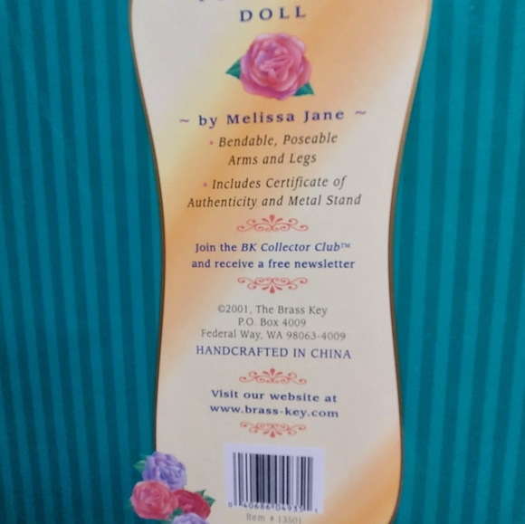 2001 Victorian Rose Collection Brass Key #13501 Poseable Porcelain Doll W/ Stand - Picture 10 of 11
